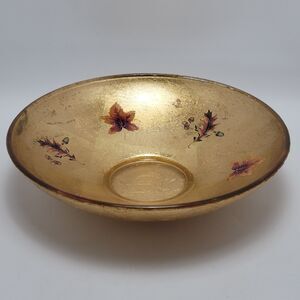 Glass Gold Leaf Bowl Crinkle Foil Decorative Fall Leaves Plate Fall Season